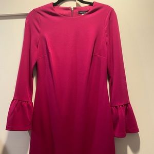 Pink Tommy Hilfiger long sleeve dress with peplum sleeves